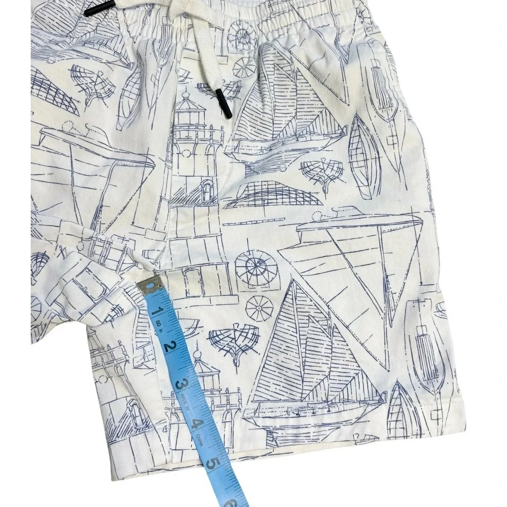Vineyard Vines Boys White Blue Nautical Sketch Sailboat Lighthouse Shorts Size 8